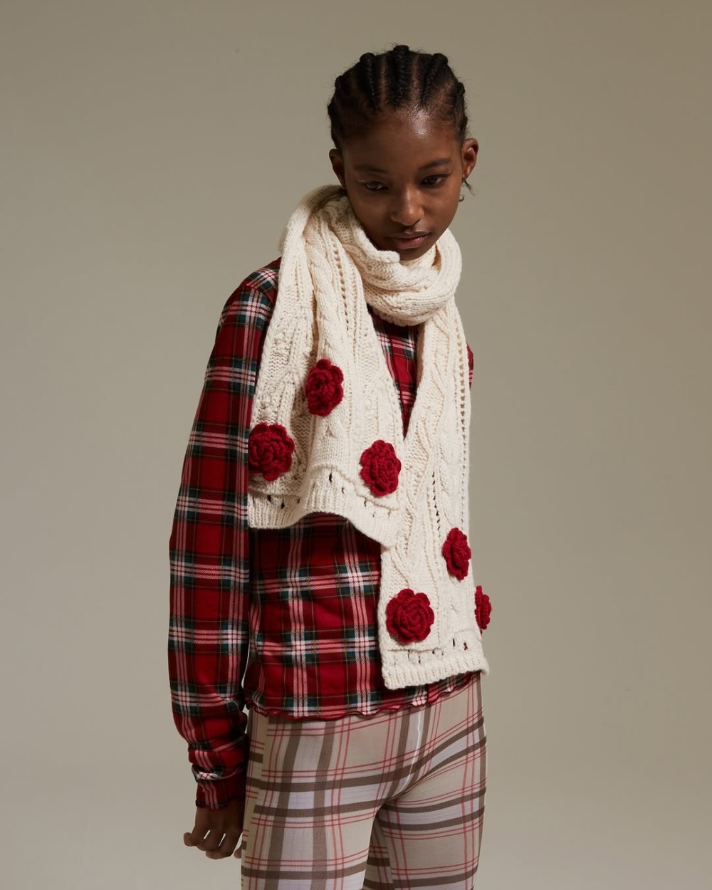 針織玫瑰花圍巾