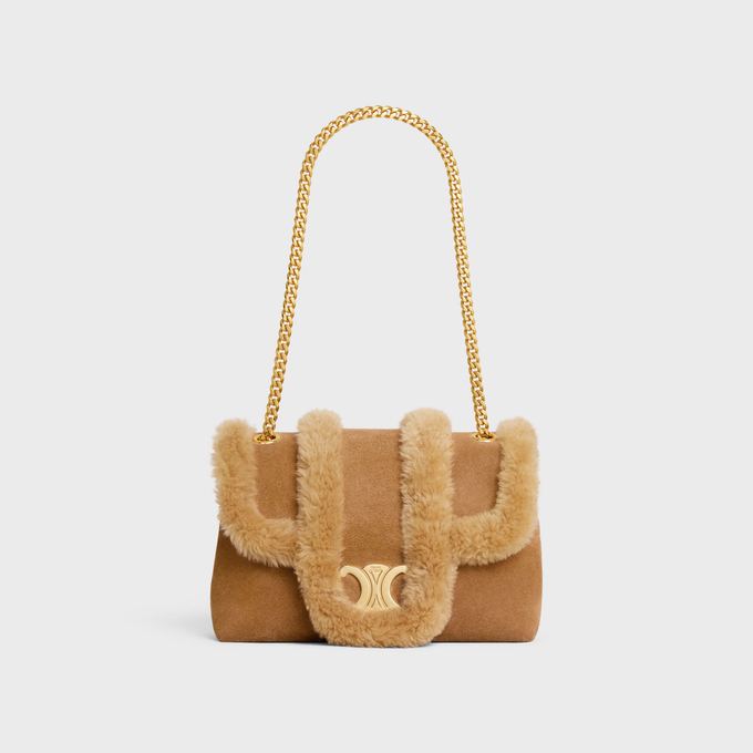 CELINE VICTOIRE 絨面小牛皮及剪羊毛手袋