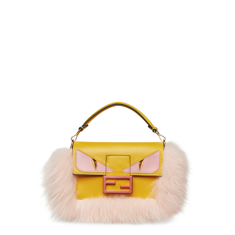 春節限定系列 FENDI Eyes 皮草飾邊Baguette Mini