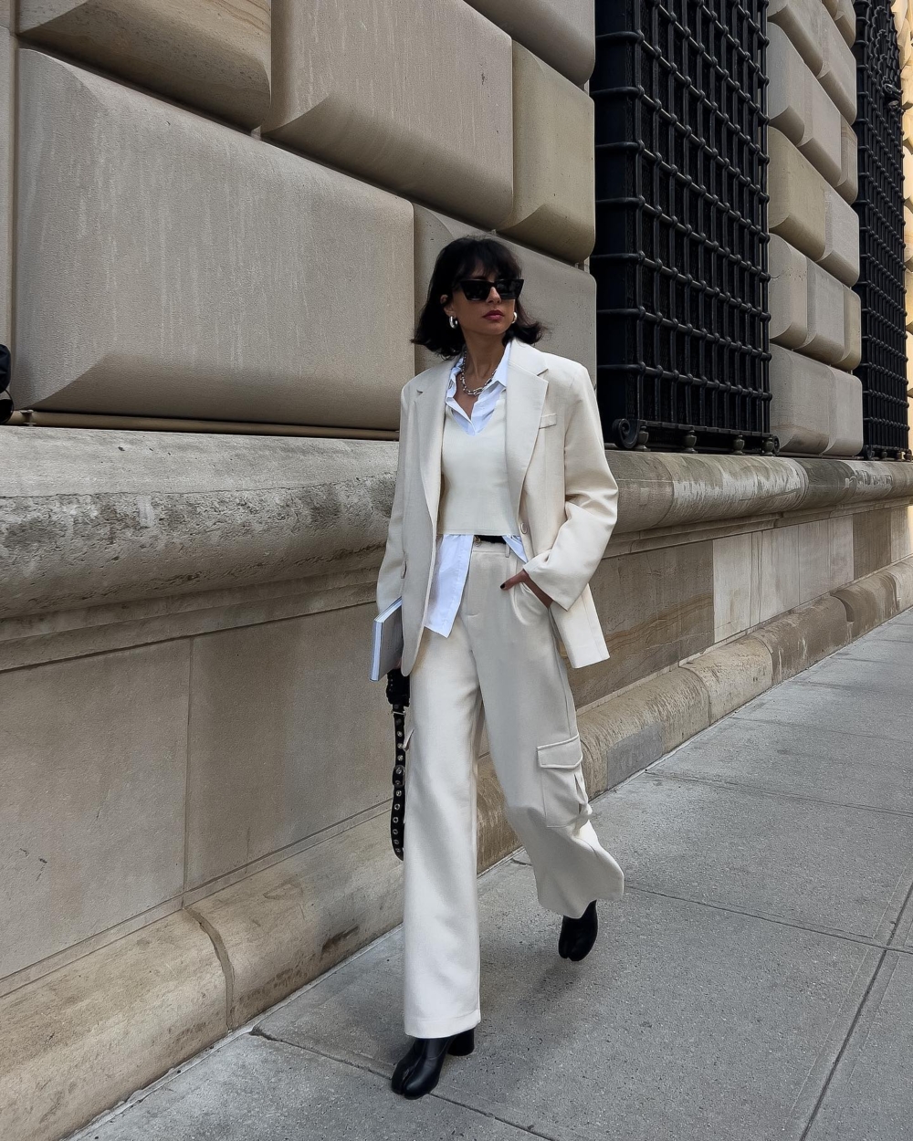 「襯衫+針織背心」穿搭公式