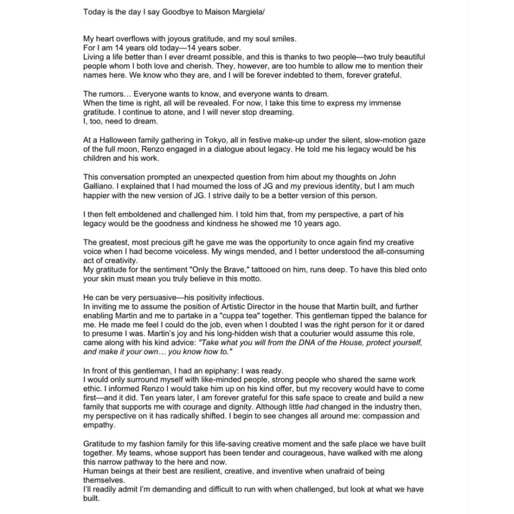 Galliano離開Maison Margiela