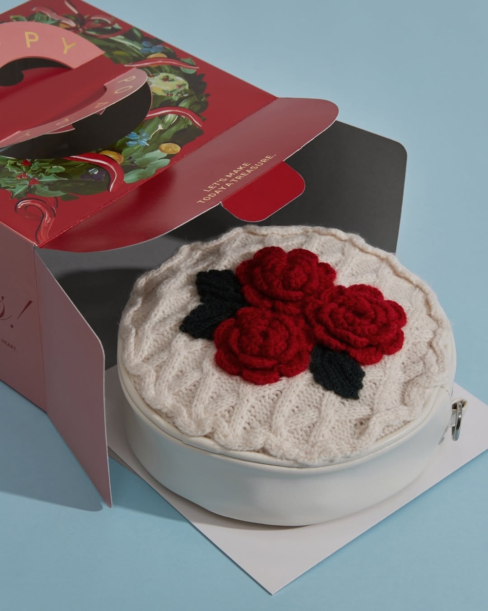 針織玫瑰花蛋糕手袋