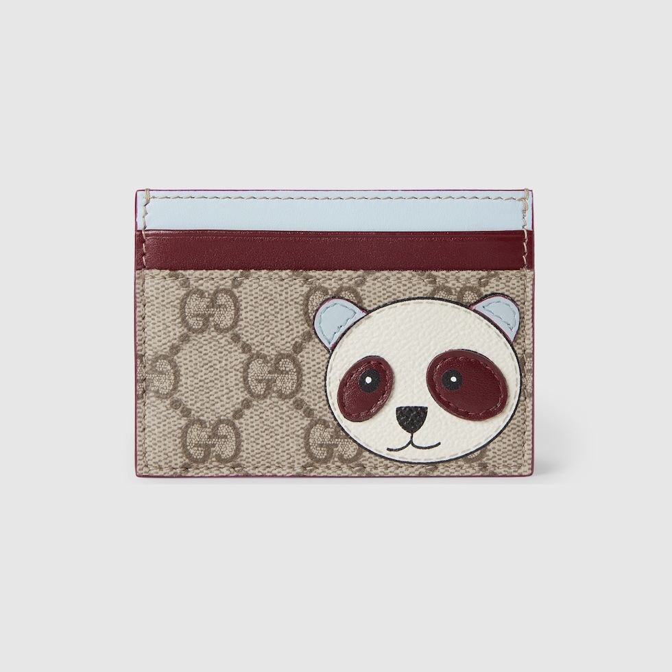 Bi-color GG card case with panda detail