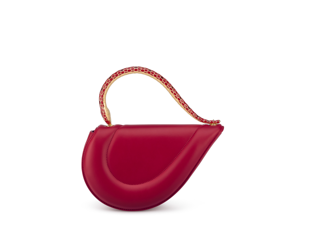 BVLGARI Serpenti Cuore 1968 皇家紅寶石色小牛皮提包