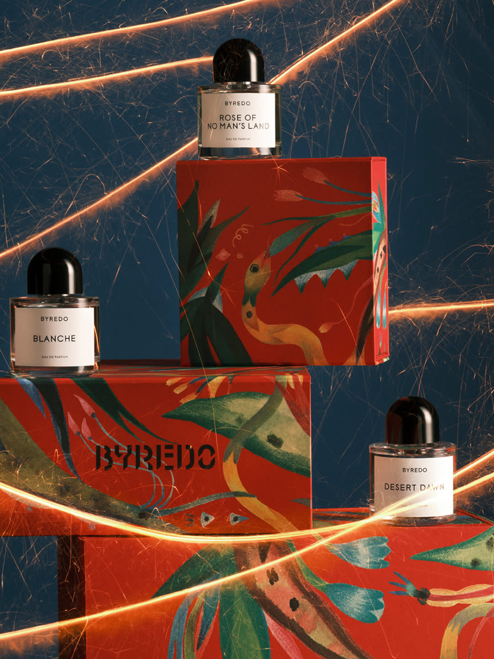 Byredo 2025 Coming Home 回家系列:Blanche、Rose of No Man’s Land及Desert Dawn。