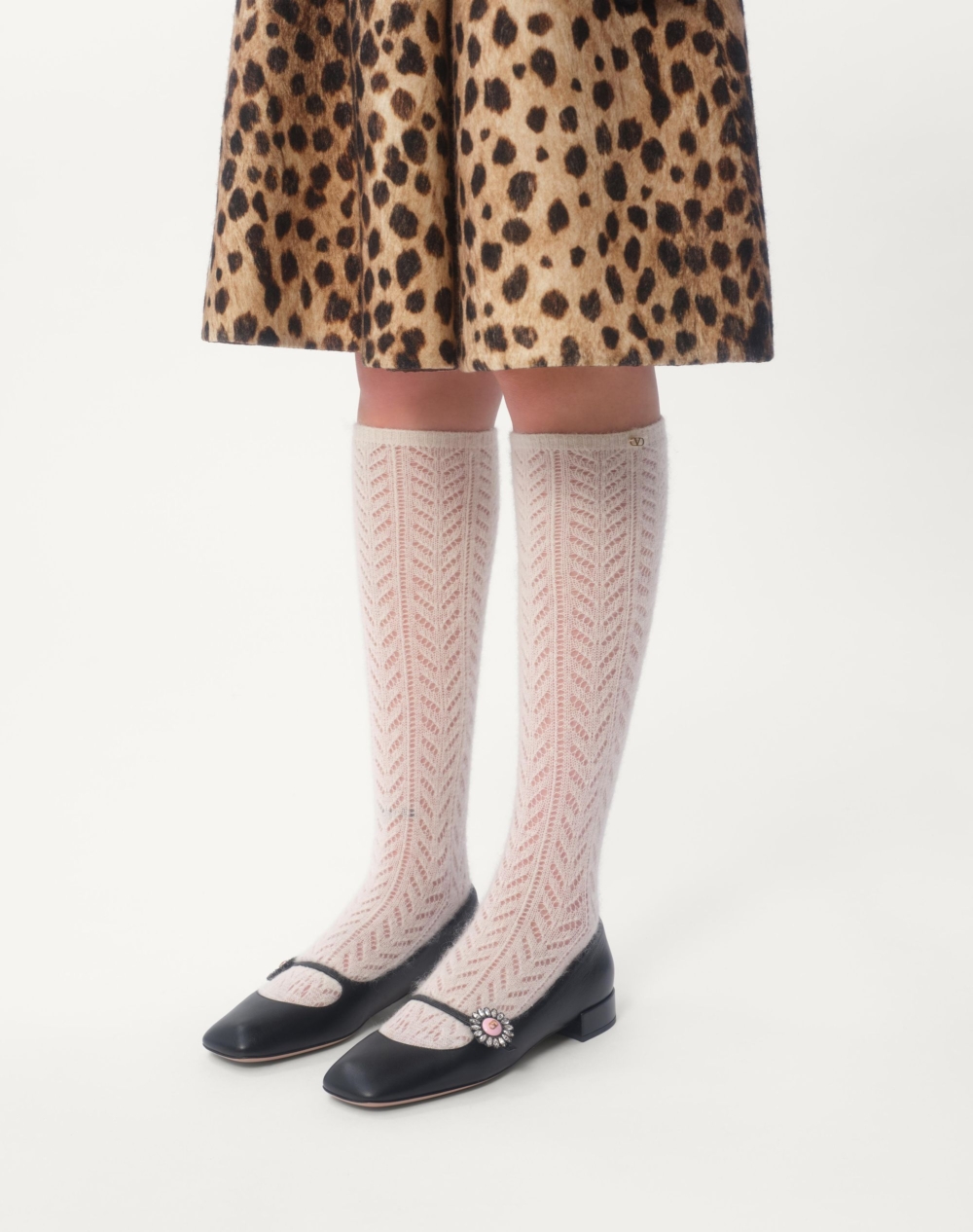 Valentino Mary Jane preshoes寶石紐扣小牛皮芭蕾舞鞋