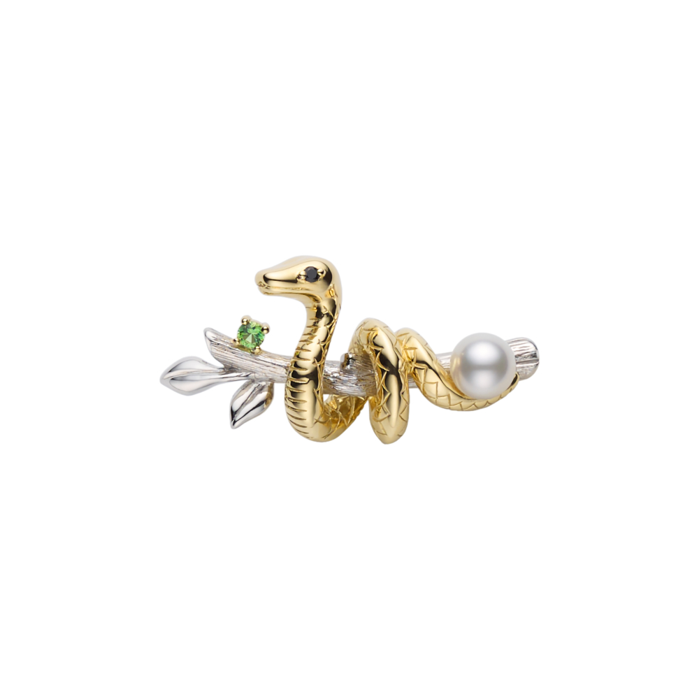 MIKIMOTO Snake Brooch