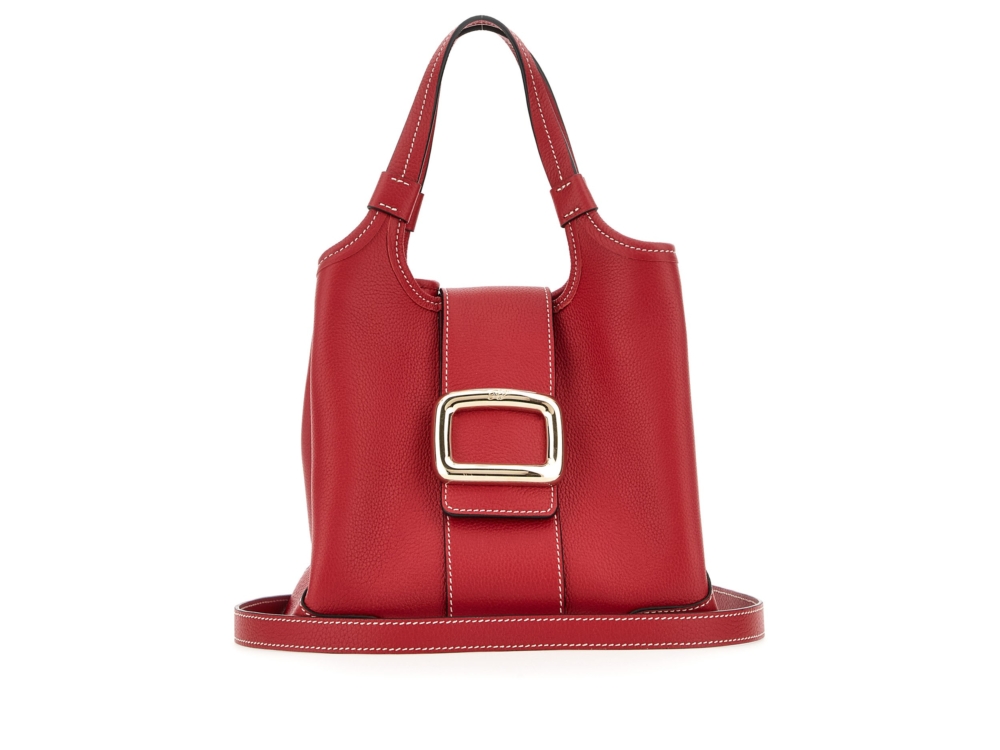 Roger Vivier Viv Choc 寶石紅牛皮手提肩背女包