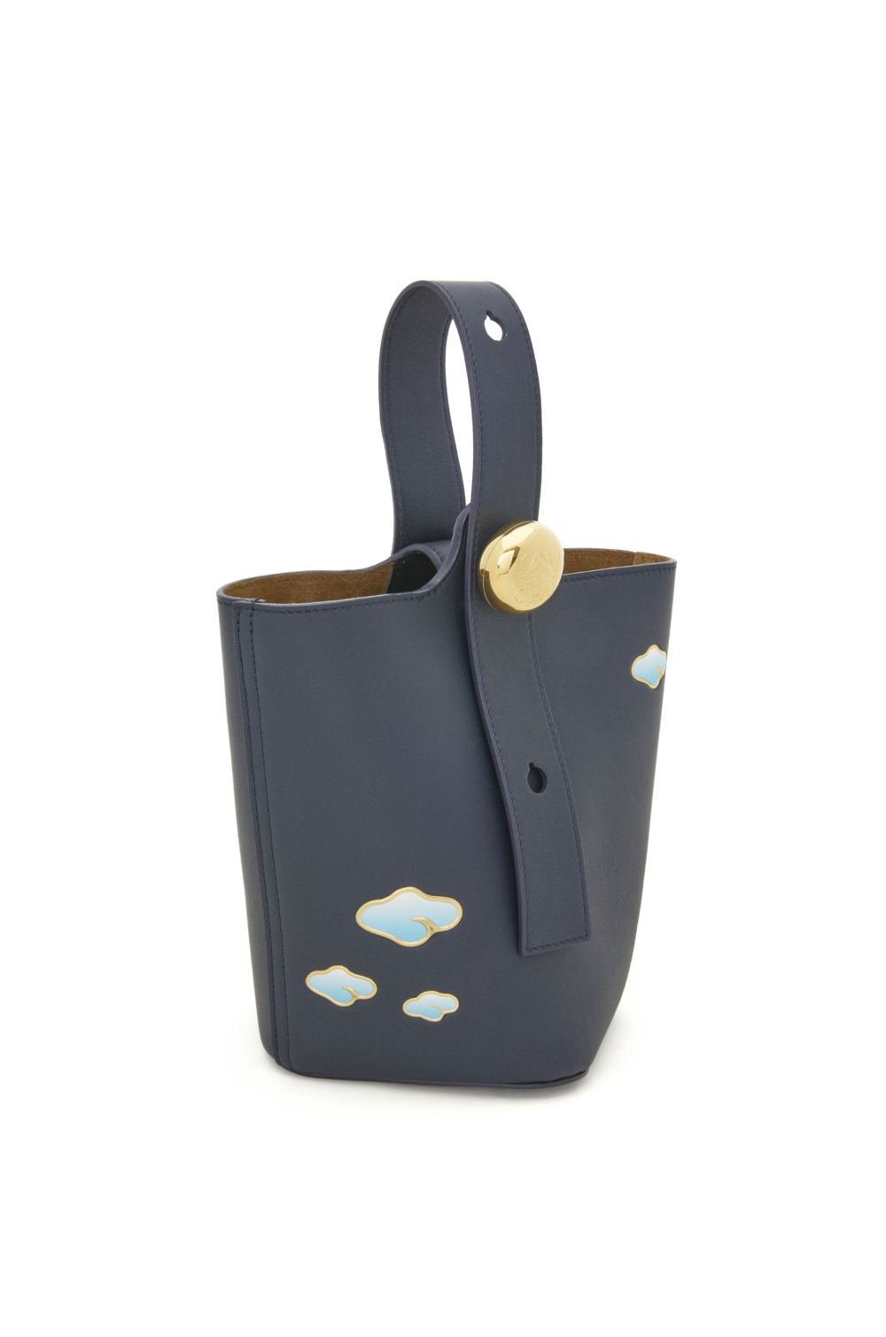 Pebble墨水藍小牛皮肩背手桶包