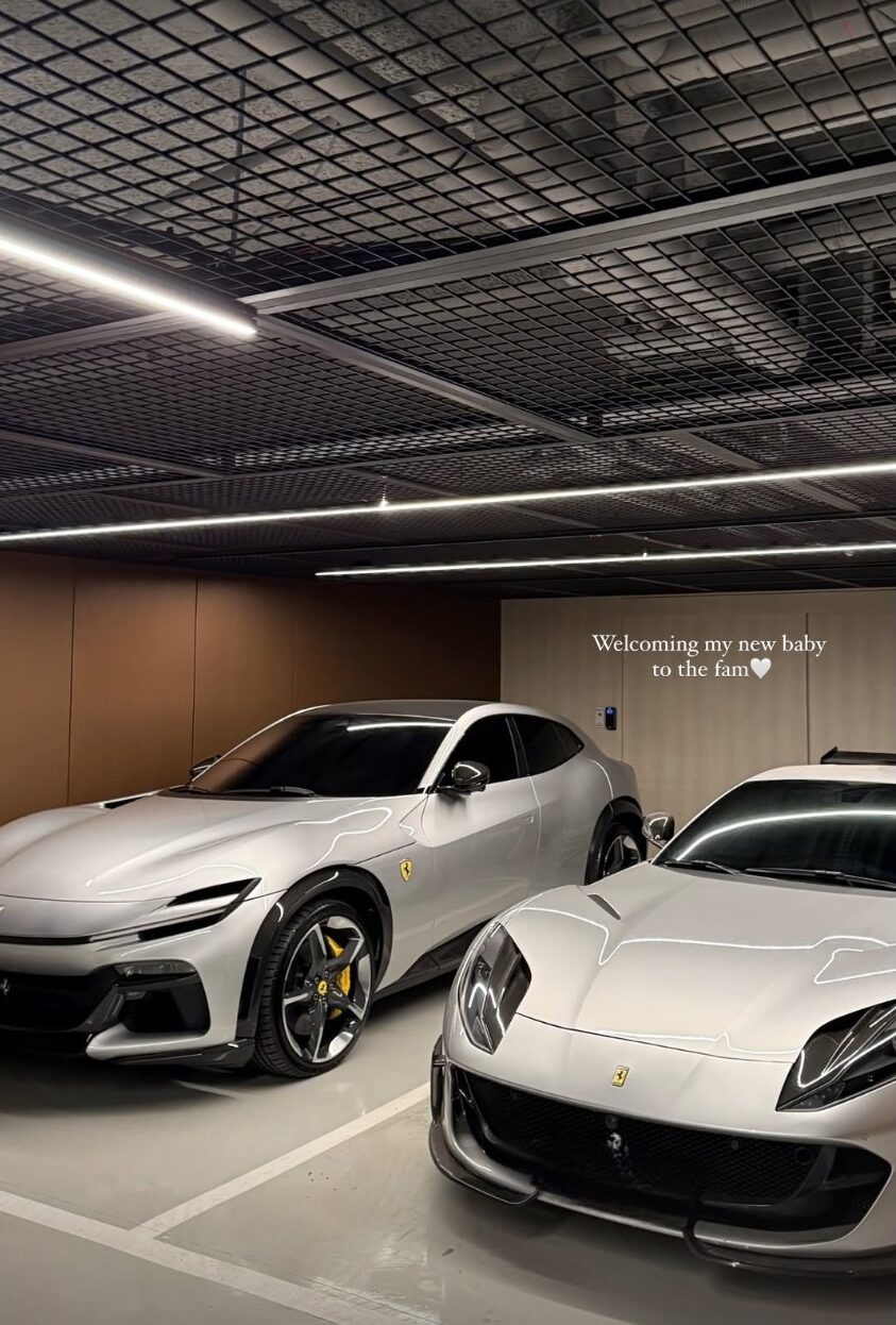Lisa近日在Instagram上分享車庫的照片,畫面左邊正是新車Ferrari Purosangue