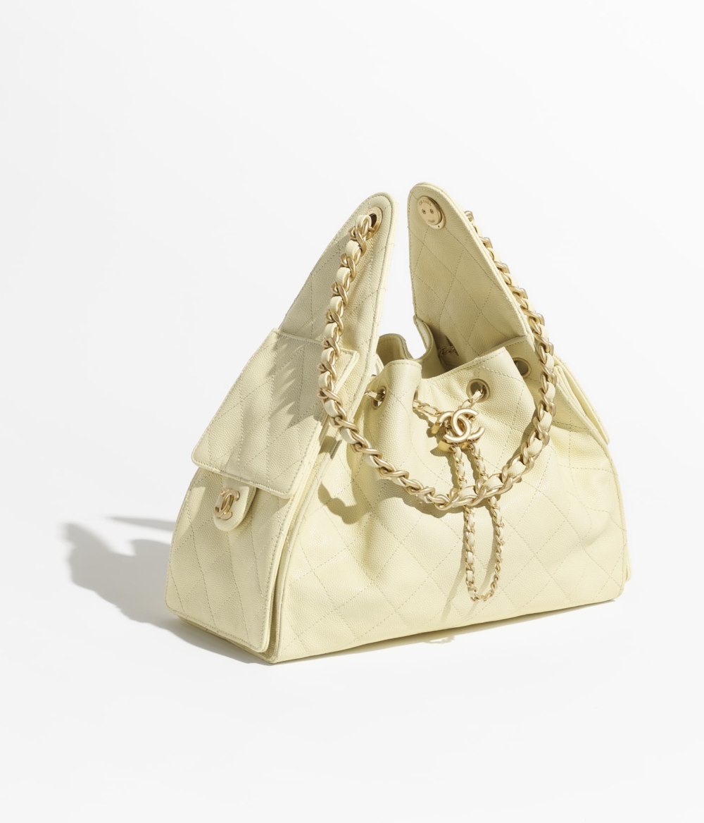 CHANEL 25小型包-淡黃色