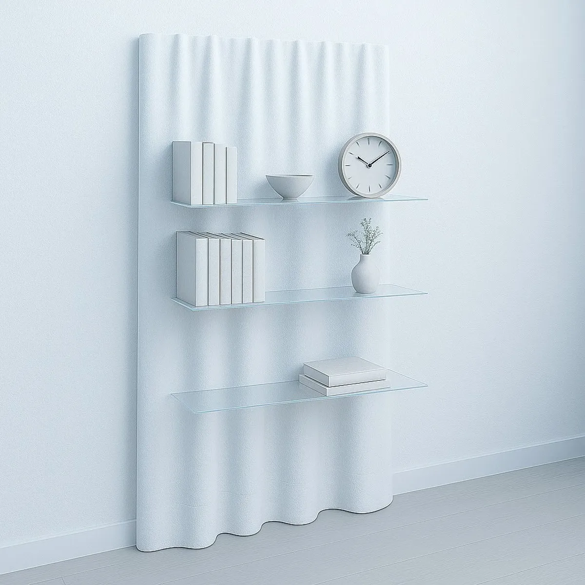 「像是窗簾的置物架」