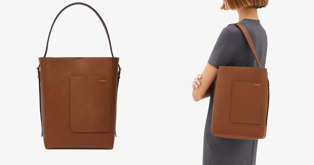 Valextra朱古力棕色中號水桶袋