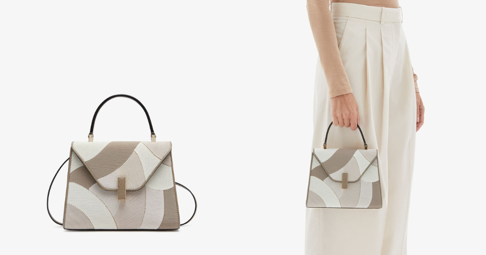 Valextra Iside Patchwork棕色/米拼色迷你手袋