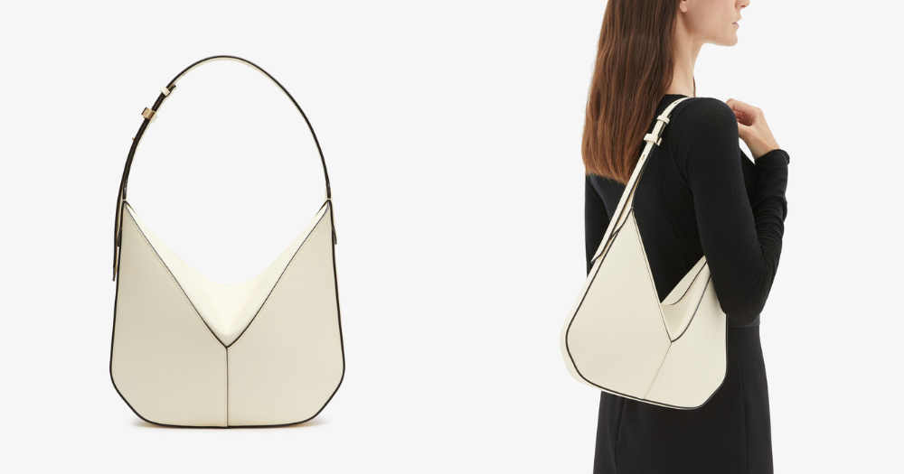 Valextra Vivi Hobo羊皮紙白迷你手袋