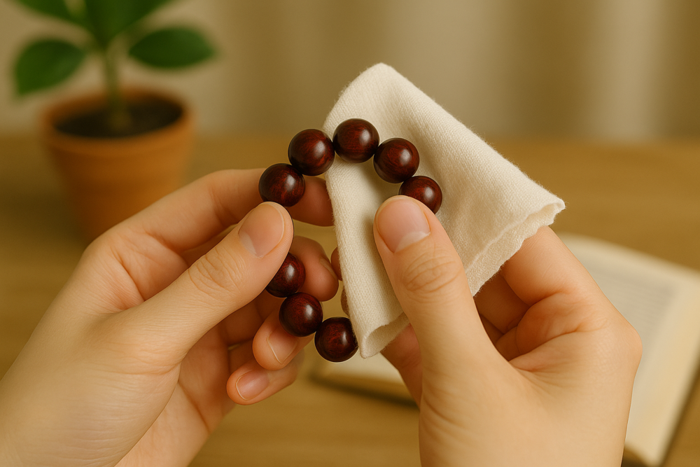 每週用柔軟乾淨的棉布輕拭小葉紫檀表面,去除灰塵和汗漬。