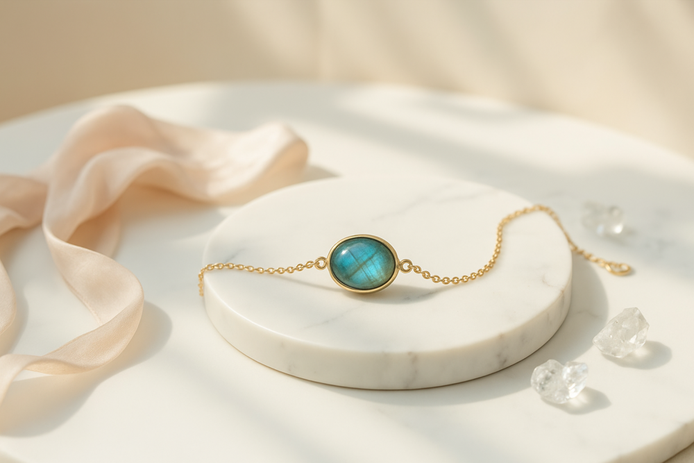 當情緒處於低谷、能量場不穩定時，可先使用粉晶或煙水晶等溫和水晶穩定心情，再逐步轉換為拉長石。