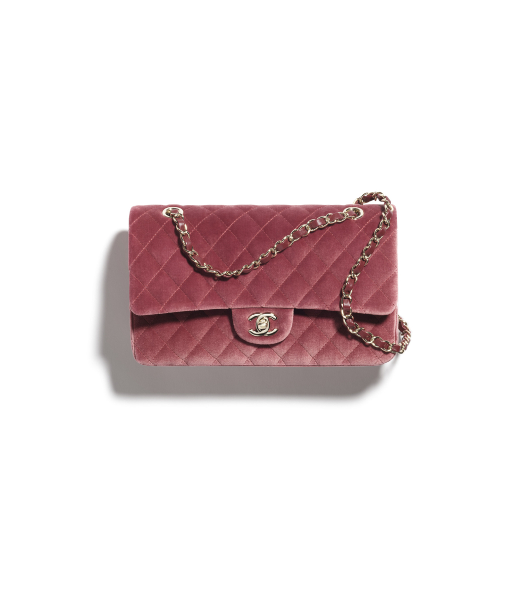 CHANEL 菱格紋絲絨口蓋包