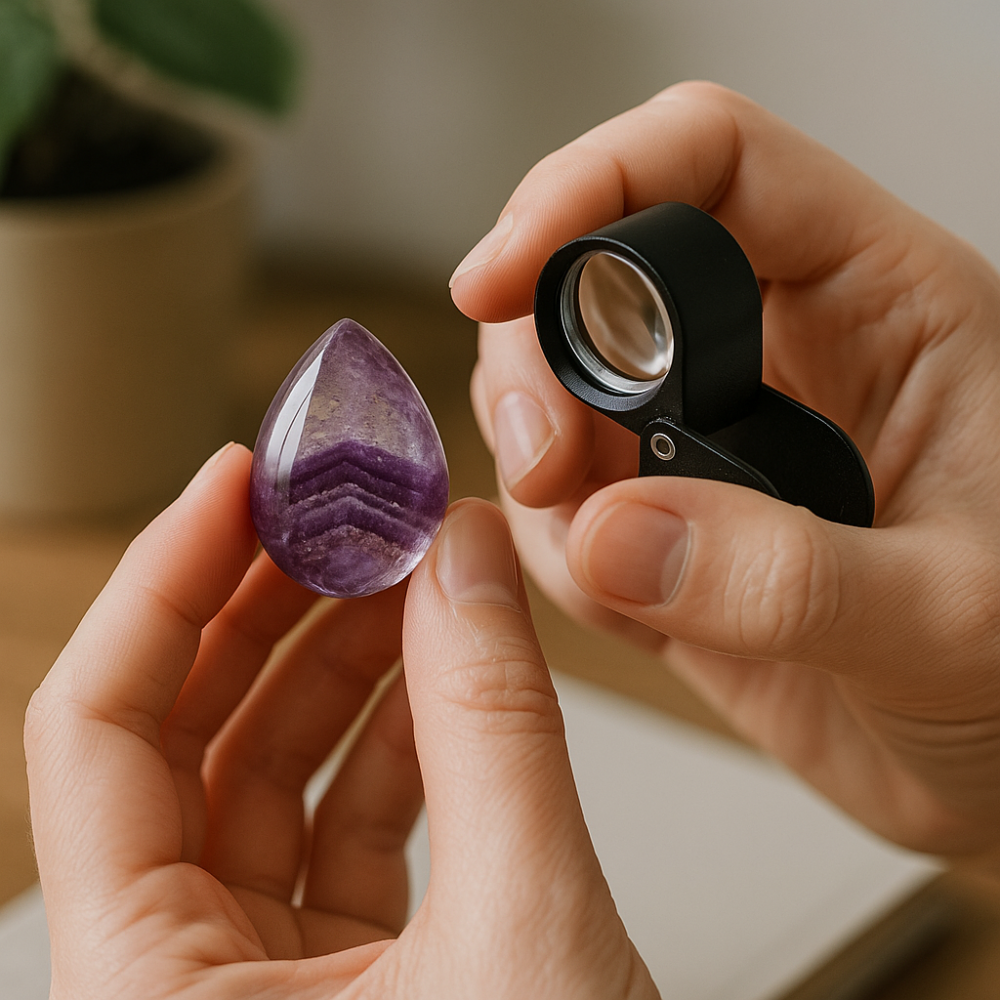 紫幽靈優先選擇自然紫紅或深紫色，避免過於鮮豔或人工處理的染色品。