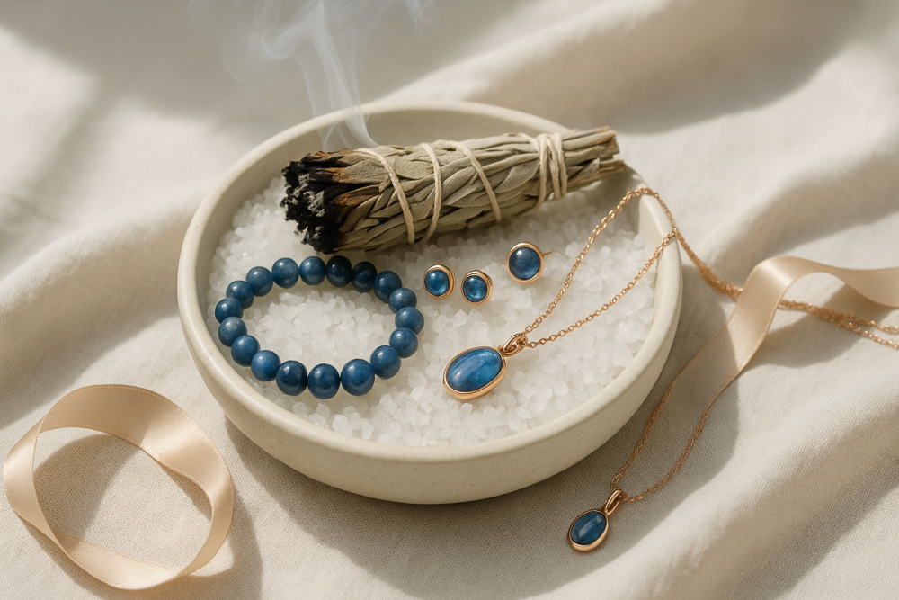 放置於白水晶簇上數小時,可消磁並提升能量震動,加上薰香淨化 ,可幫助清除能量雜訊。