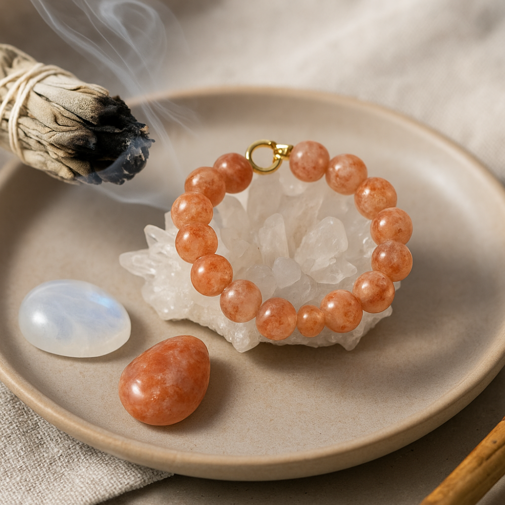 用白鼠尾草煙霧環繞太陽石數分鐘,有效清除殘留能量。