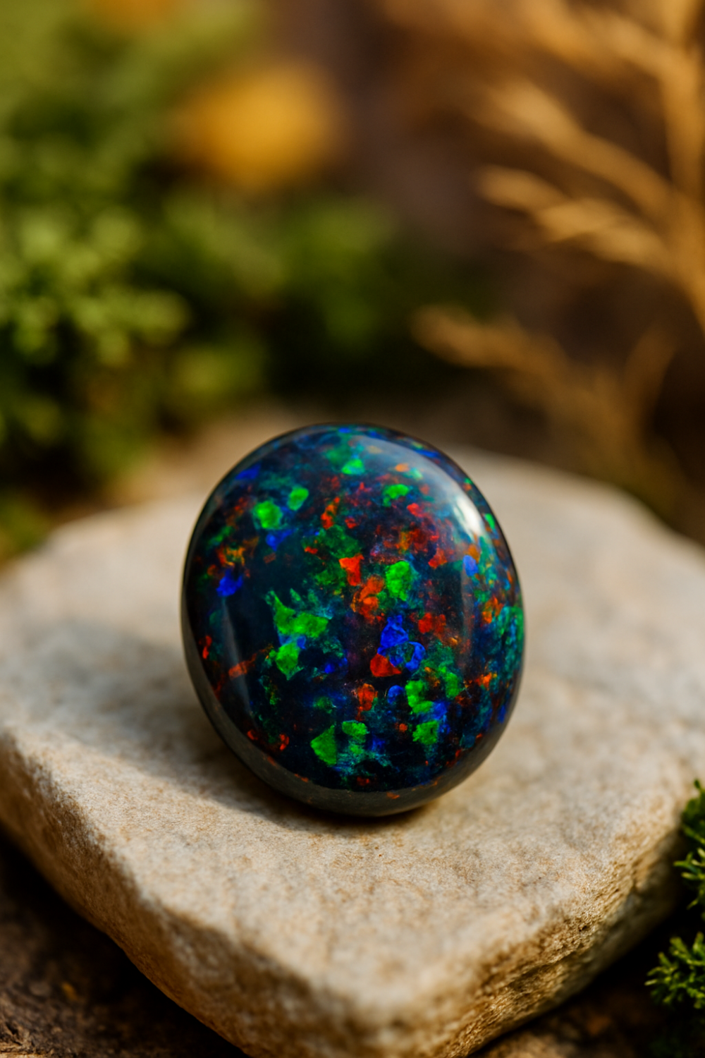 黑蛋白石是蛋白石家族中最稀有且珍貴的種類，深色底色和鮮明變彩構成強烈對比，猶如夜空中的星光～