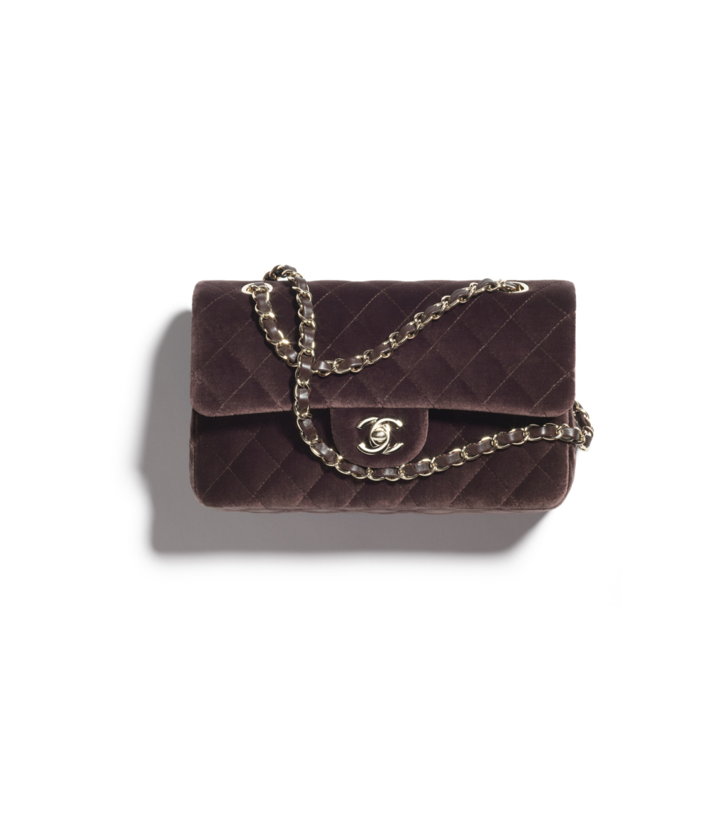 CHANEL 菱格紋絲絨口蓋包