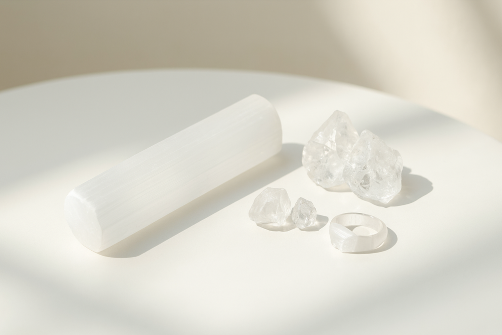 想放鬆情緒或提升睡眠品質,適合使用透石膏;如果需要專注力和能量支持,白水晶則是更好的選擇!