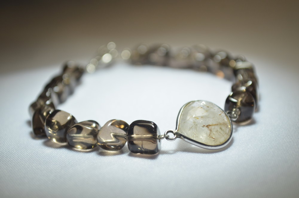 根據「左進右出」的能量運作原理，茶晶應依配戴目的決定位置