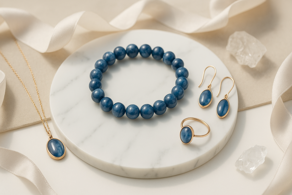 藍晶石不只是能量水晶,更是能修飾氣質的時尚飾品,根據佩戴形式和搭配位置,不同飾品可展現不同能量~