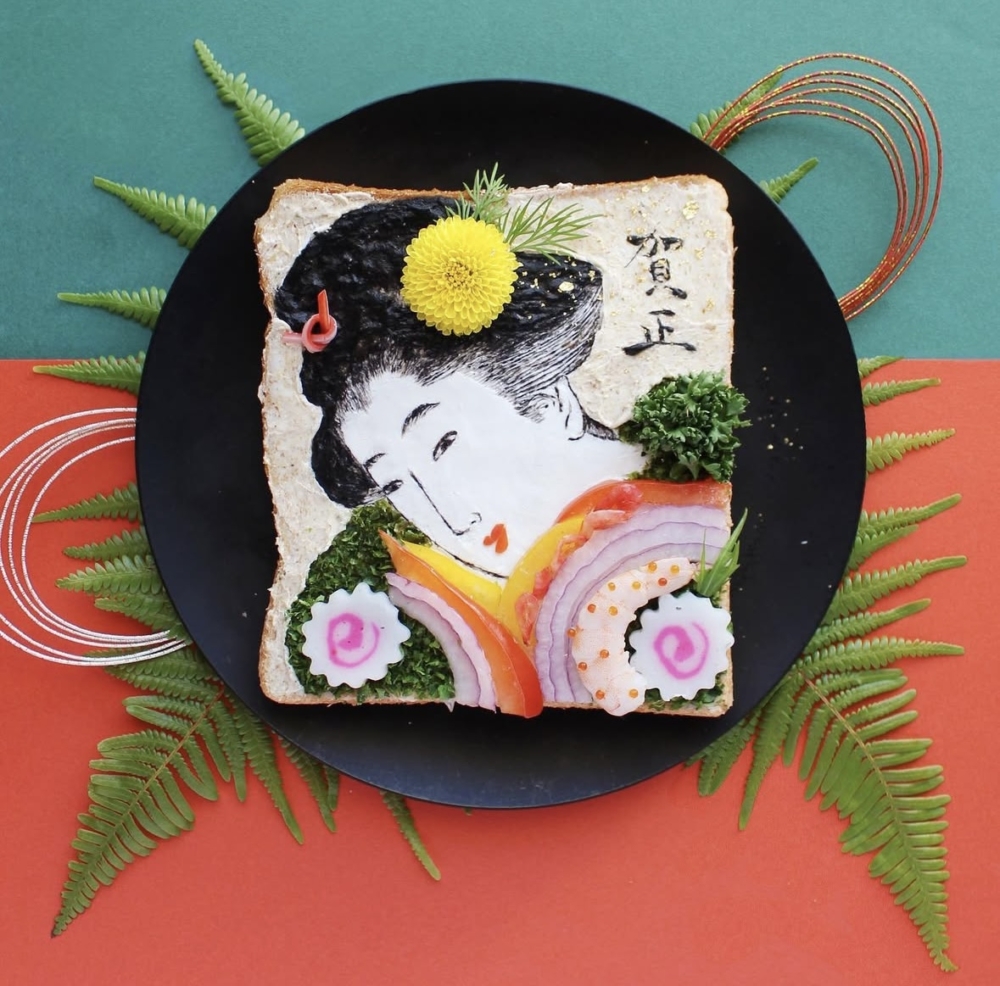 描繪日本傳統的浮世繪美人形象。