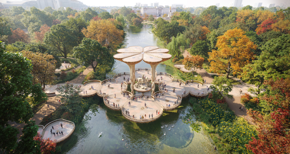 整體以石灰岩材質打造，像是一座從地景中生出的莊嚴紀念碑。