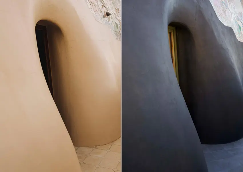 立面上的灰泥質感。