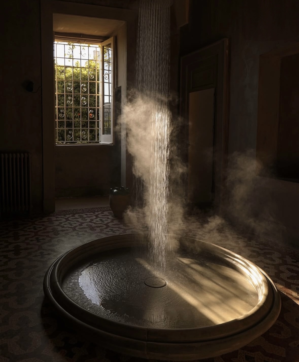 如夢似幻的水霧淋浴間。