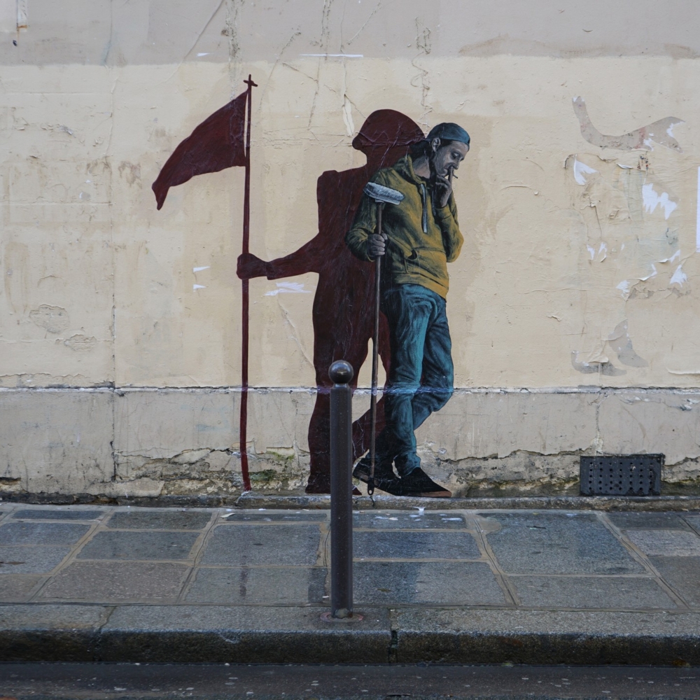 題為《Héros du quotidien》（「日常英雄」）的真人大小拼貼畫像