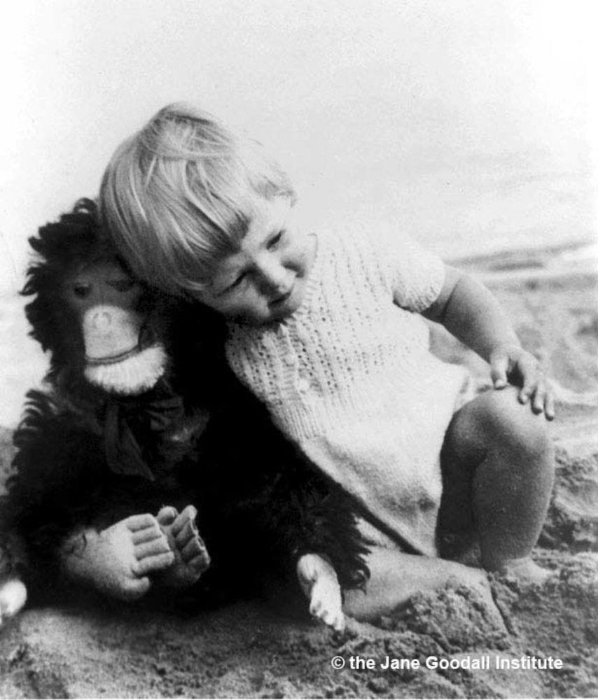 她的父親曾送給她一隻玩具黑猩猩