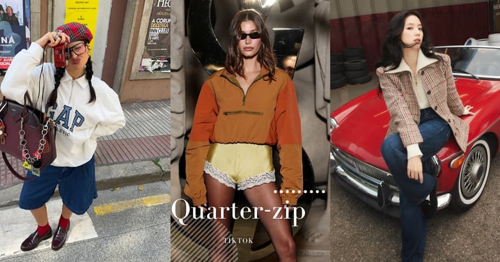 抹茶拿鐵加拉鏈上衣，Quarter-zip成為社群標配，Z世代的生活升級公式，Hailey Bieber、Sana都選它