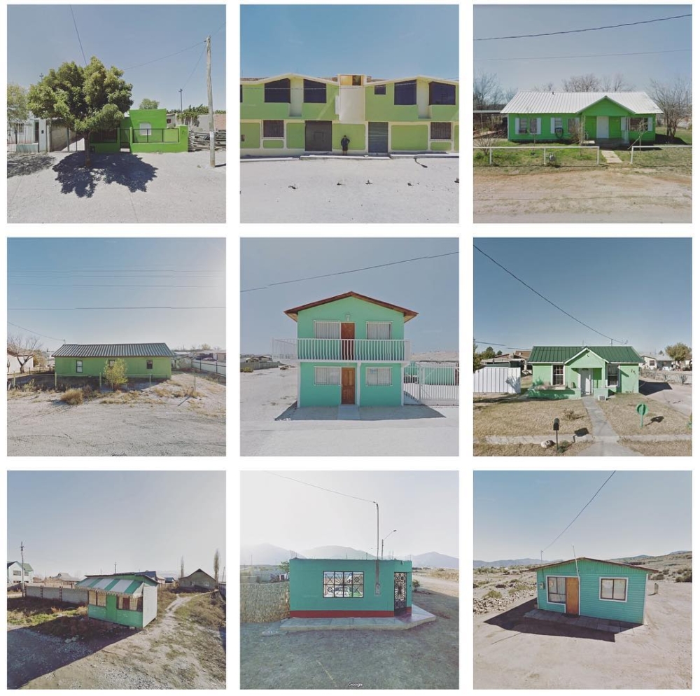 她偏愛那些被烈日曬得褪色的粉嫩建築、沙漠邊緣孤立的電線桿