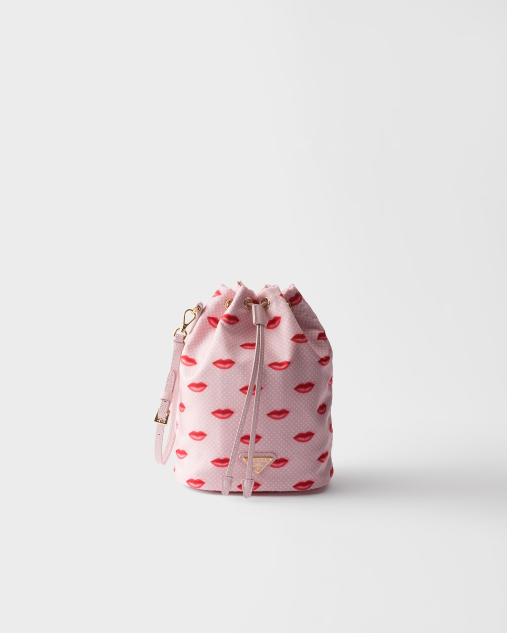 Prada印花Re-Nylon化妝袋 雪花石膏粉 