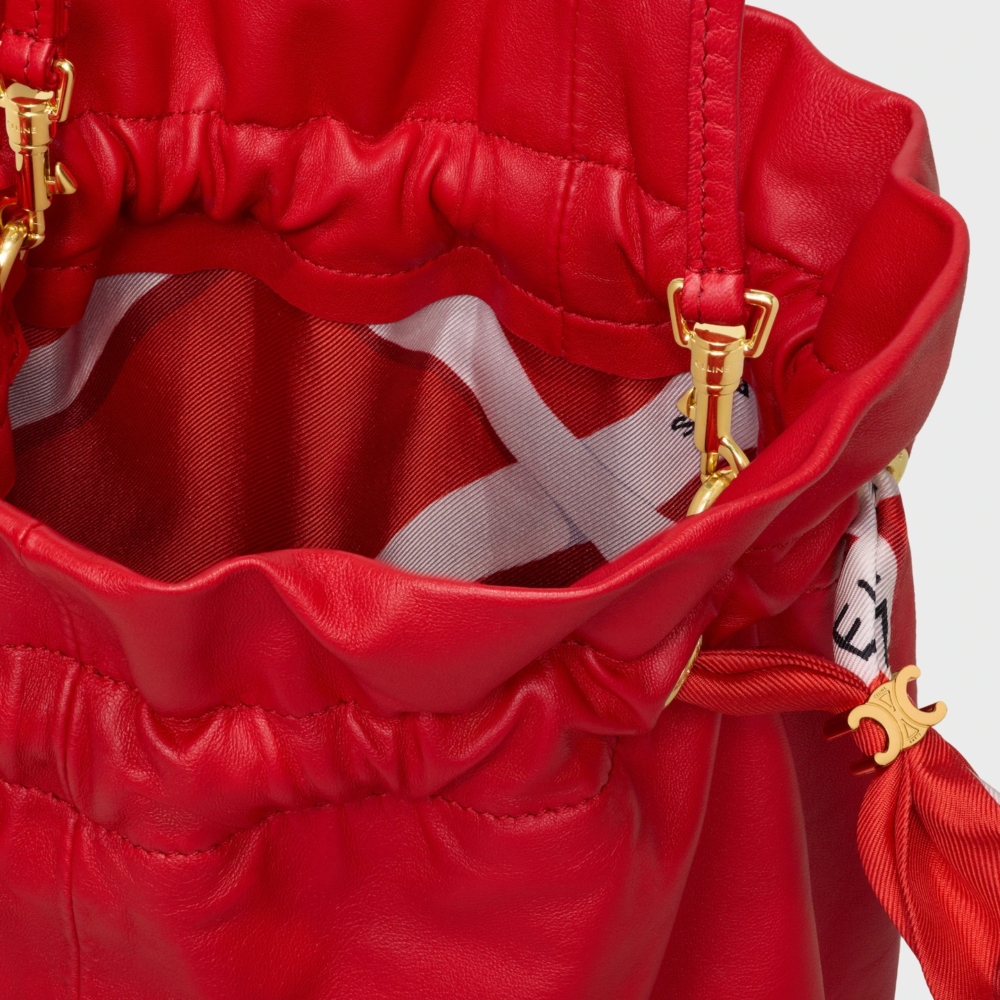 CELINE羊皮革小號水晶收納袋 紅色