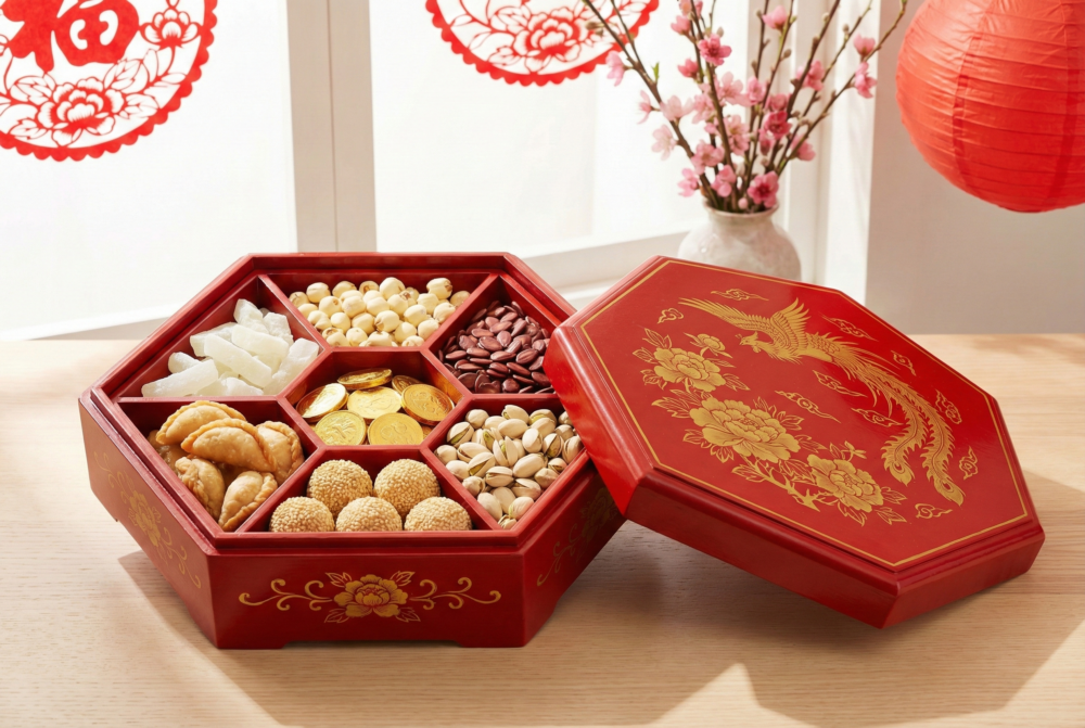 全盒以單數格為吉利，如三格、五格、九格，象徵吉祥、活力與尊貴。