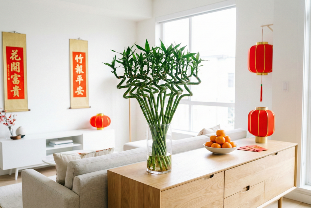 富貴竹翠綠簡約,象徵平安順遂與繁榮,是居家清爽擺設和招福納氣的理想選擇。
