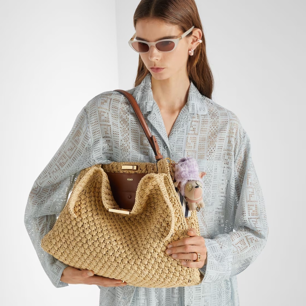 FENDI Way大型款式草編手袋 Fendi Way Large