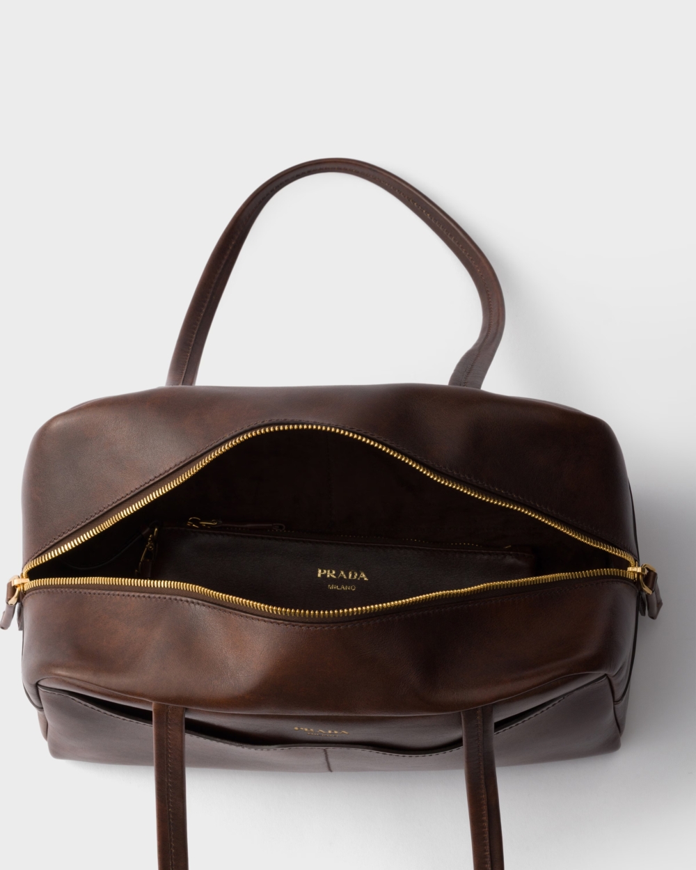 PRADA Carry大號復古皮革手挽袋