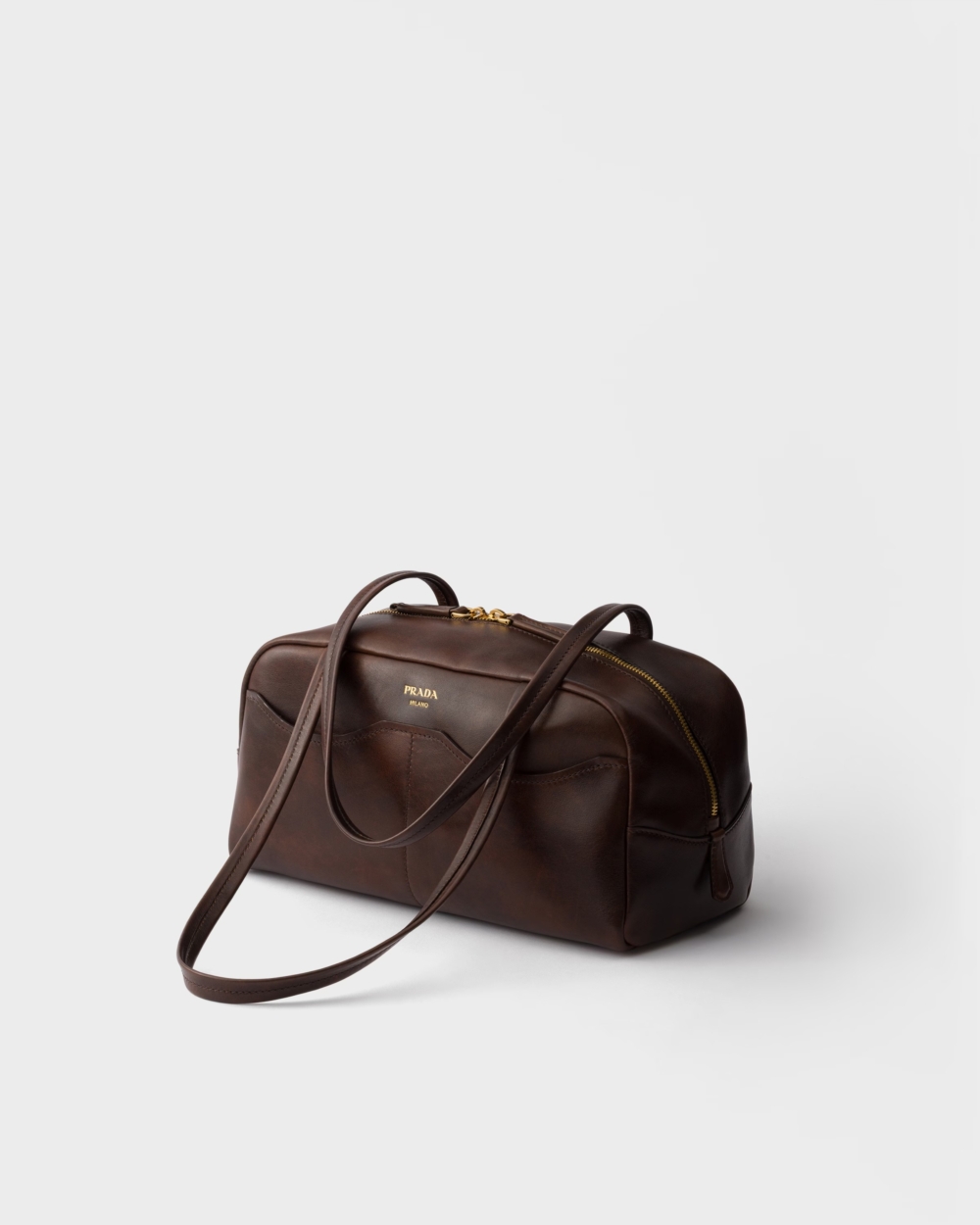 PRADA Carry大號復古皮革手挽袋