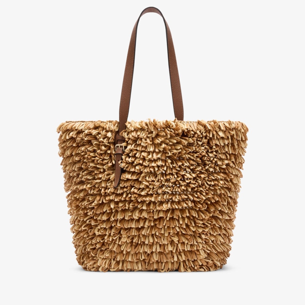 Valextra Wavy Raffia Tote Bag