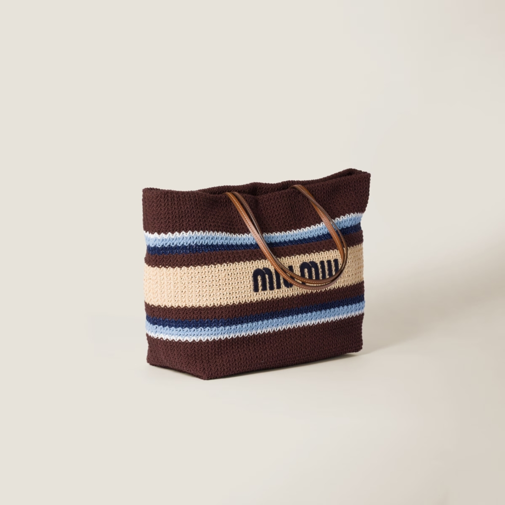 MIUMIU 仿拉菲草編織手提袋 