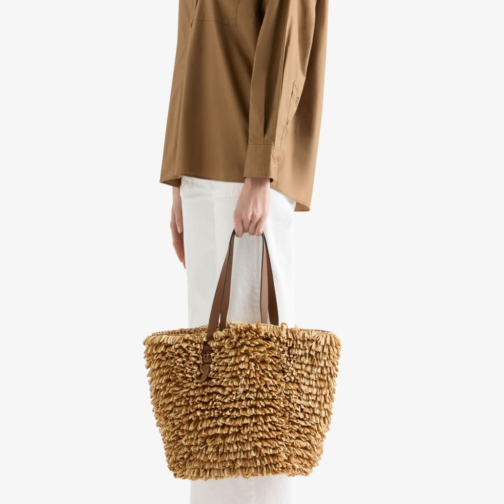 Valextra Wavy Raffia Tote Bag