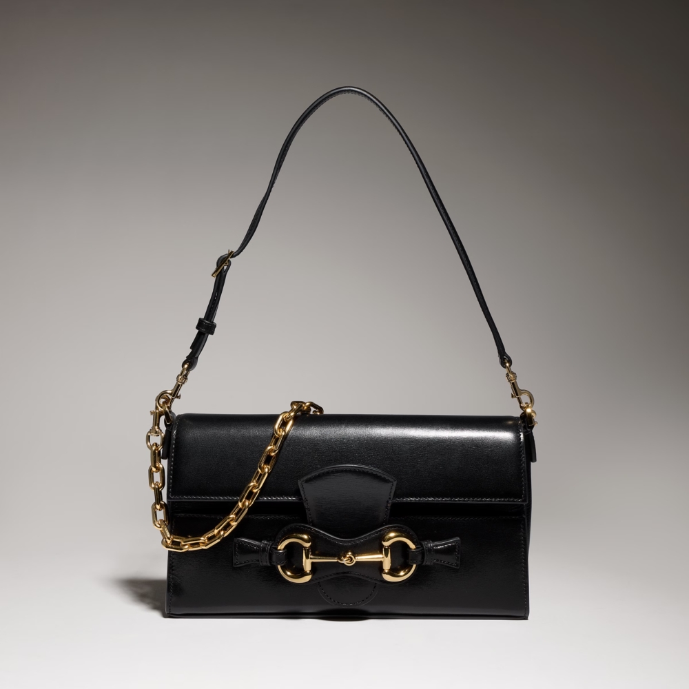 GUCCI 黑色小牛皮Horsebit Ristretto