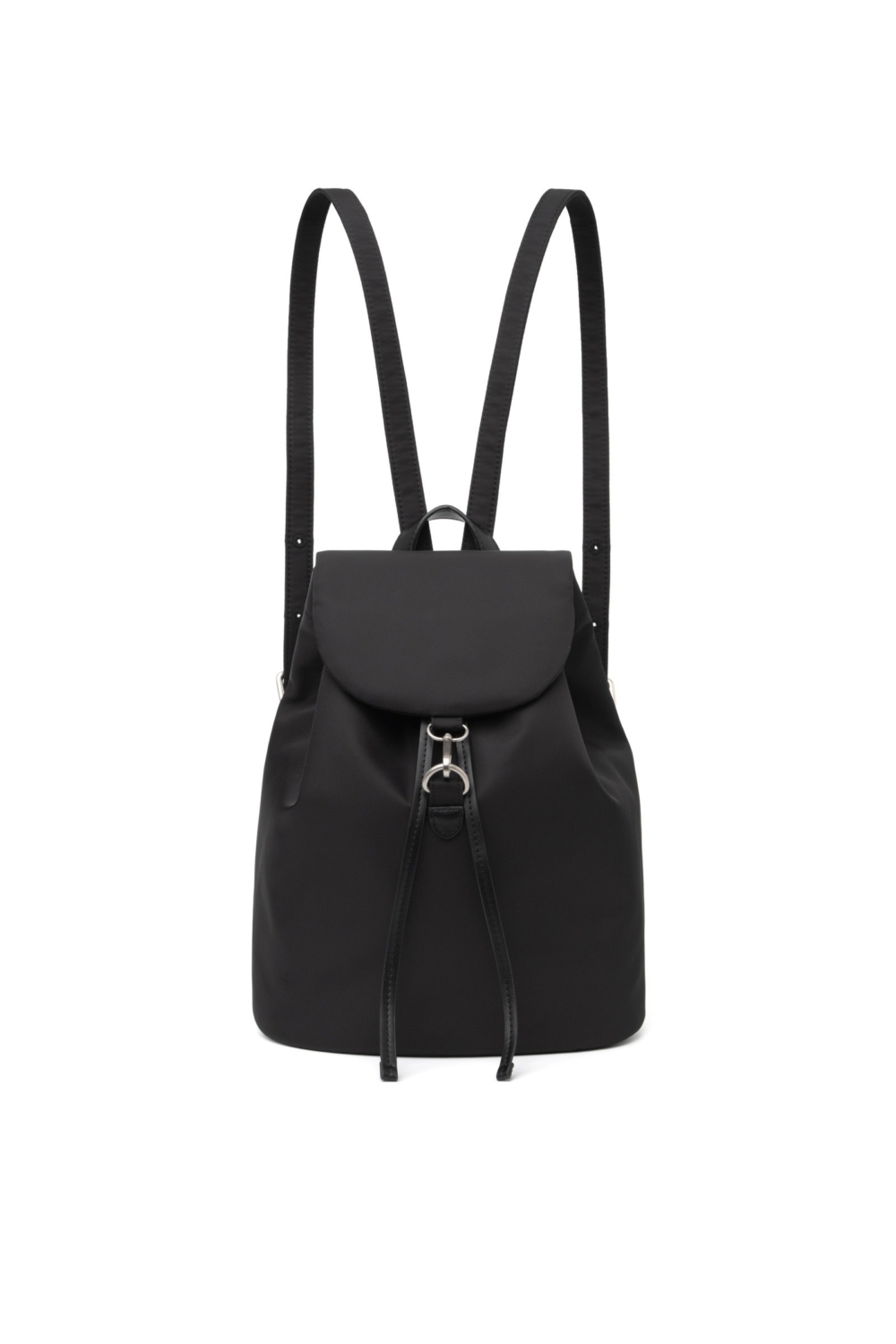 Nylon Flap Backpack Black